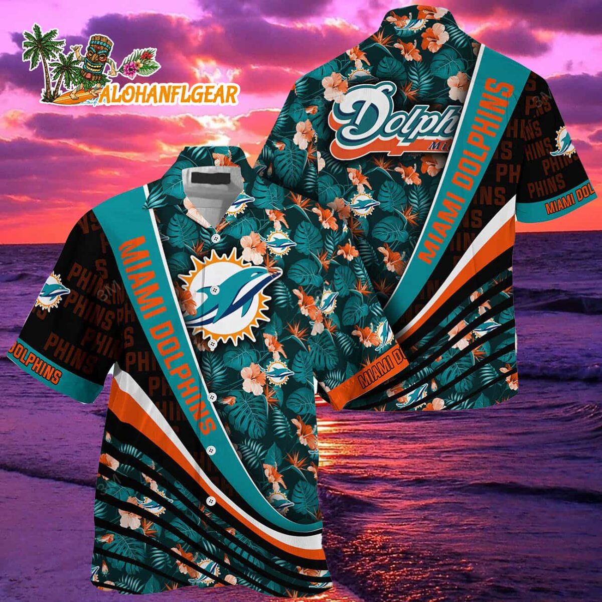 Miami Dolphins Summer Hawaii Shirt With Tropical Flower Pattern 2