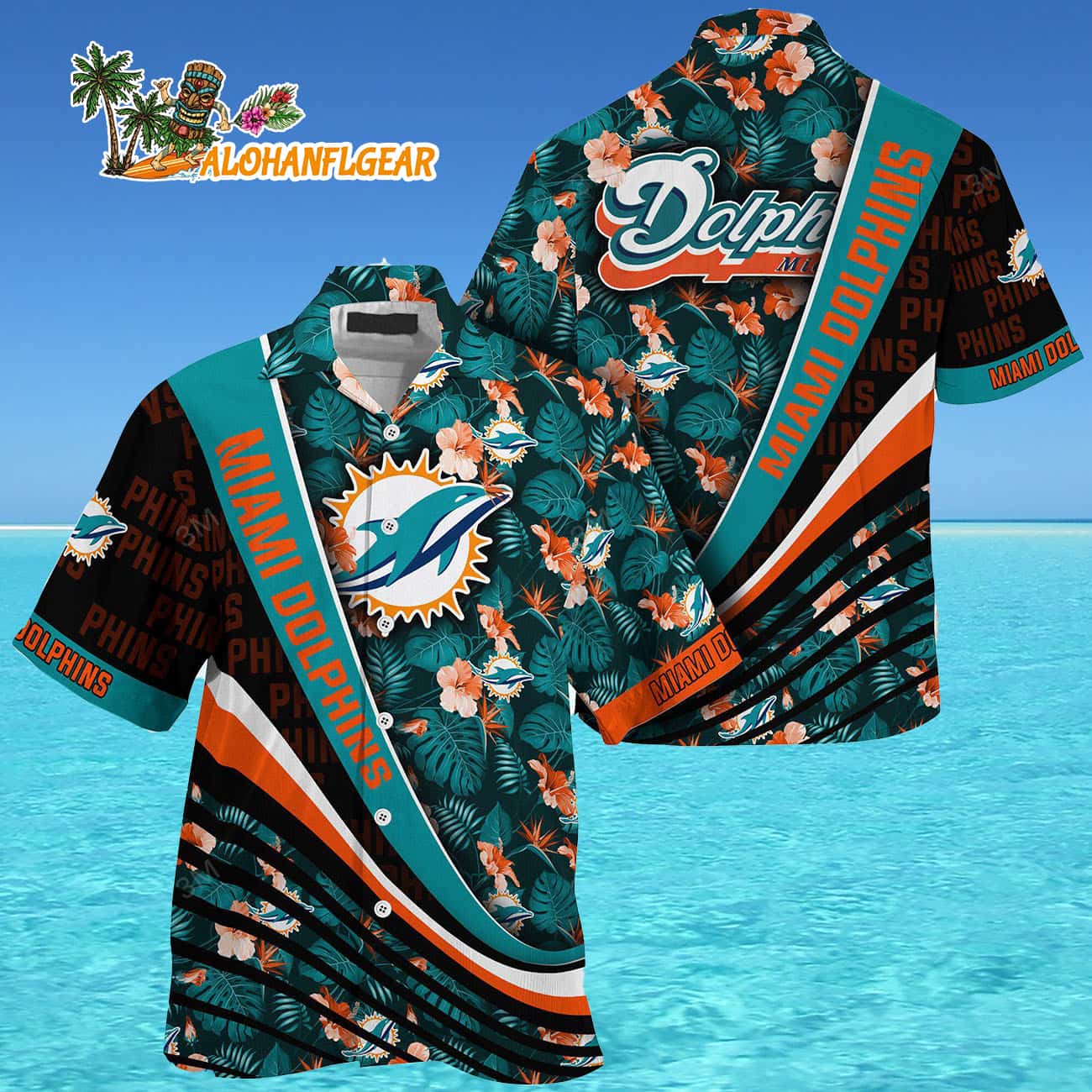 Miami Dolphins Summer Hawaii Shirt With Tropical Flower Pattern Miami Dolphins Summer Hawaii Shirt With Tropical Flower Pattern