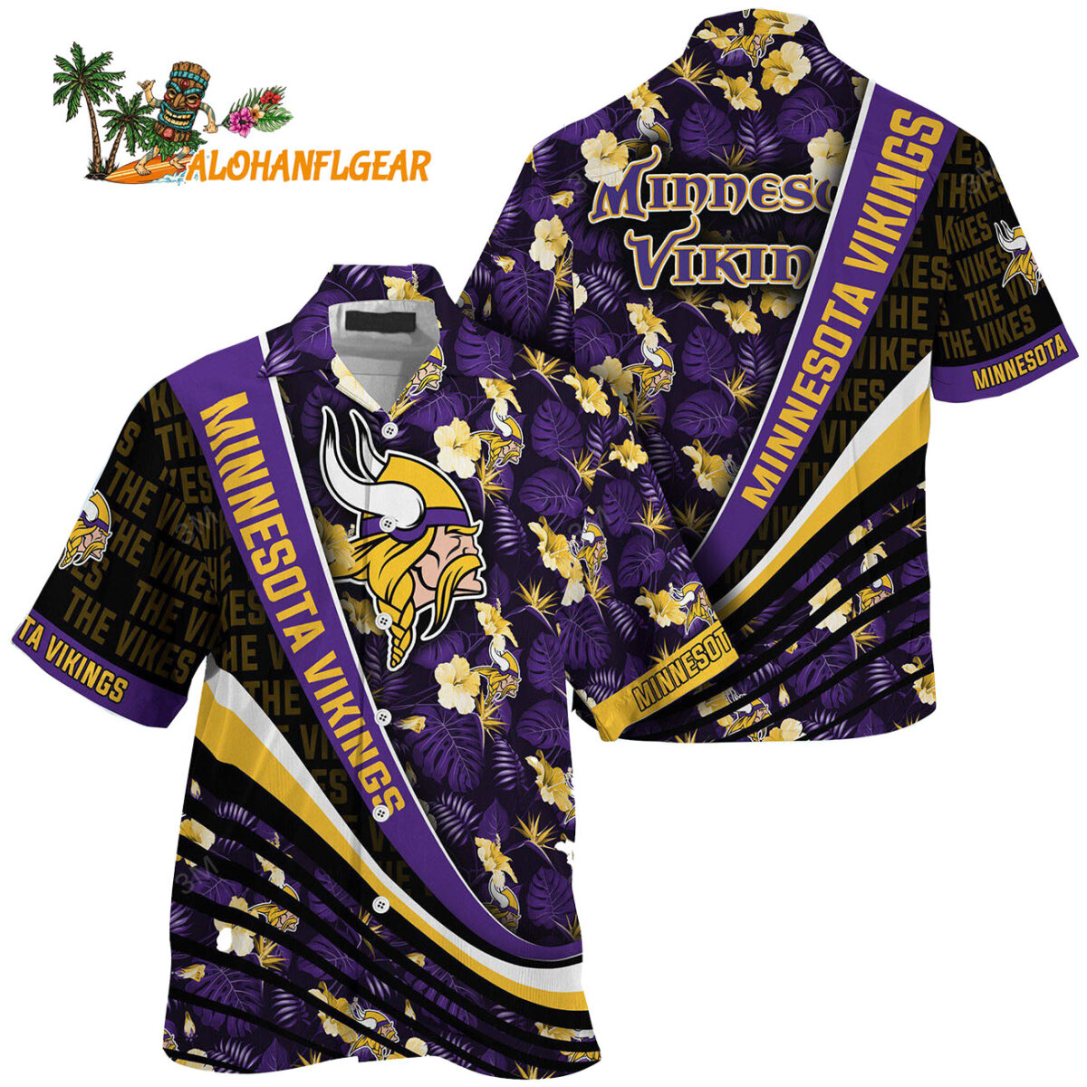 Minnesota Vikings Summer Hawaii Shirt With Tropical Flower Pattern 1