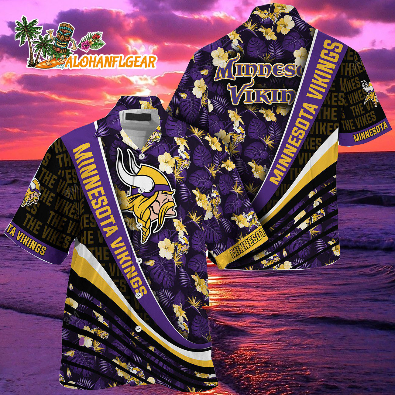 Minnesota Vikings Summer Hawaii Shirt With Tropical Flower Pattern Minnesota Vikings Summer Hawaii Shirt With Tropical Flower Pattern