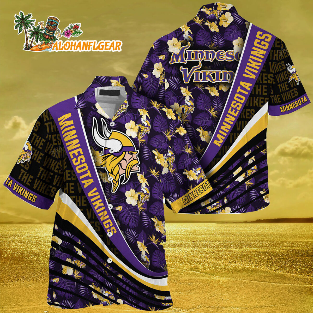 Minnesota Vikings Summer Hawaii Shirt With Tropical Flower Pattern 3