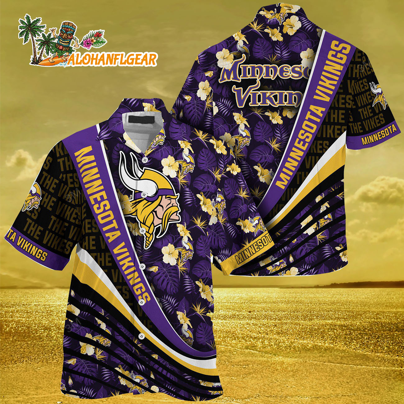 Minnesota Vikings Summer Hawaii Shirt With Tropical Flower Pattern Minnesota Vikings Summer Hawaii Shirt With Tropical Flower Pattern