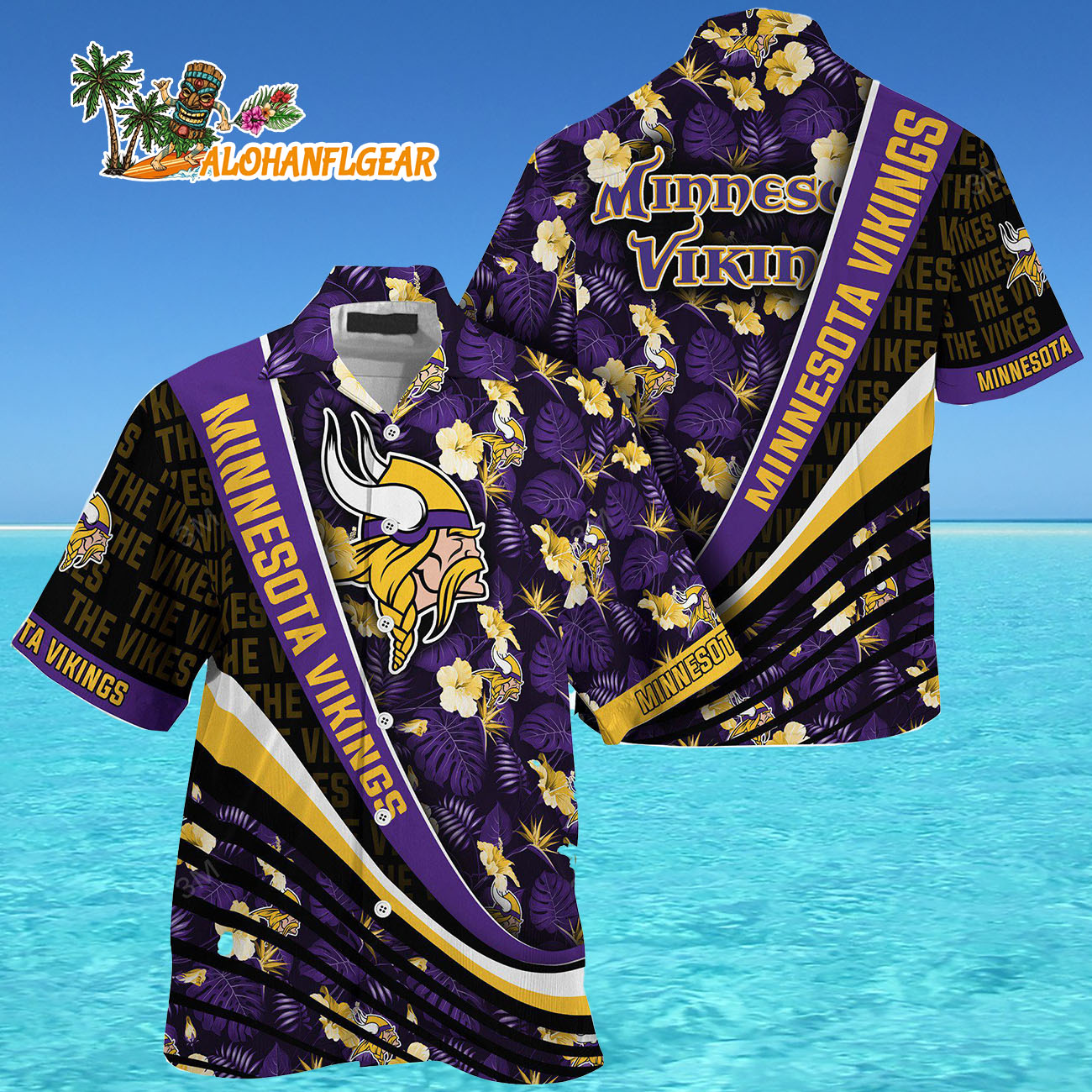 Minnesota Vikings Summer Hawaii Shirt With Tropical Flower Pattern Minnesota Vikings Summer Hawaii Shirt With Tropical Flower Pattern