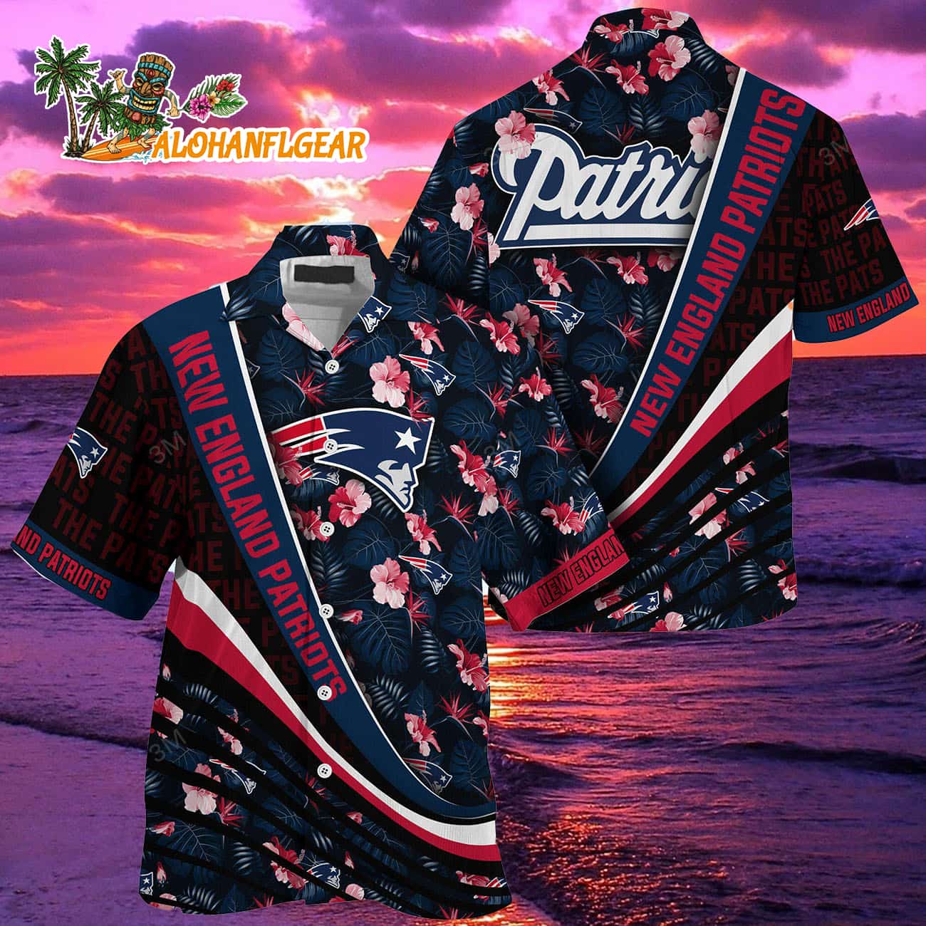 New England Patriots Summer Hawaii Shirt With Tropical Flower Pattern New England Patriots Summer Hawaii Shirt With Tropical Flower Pattern