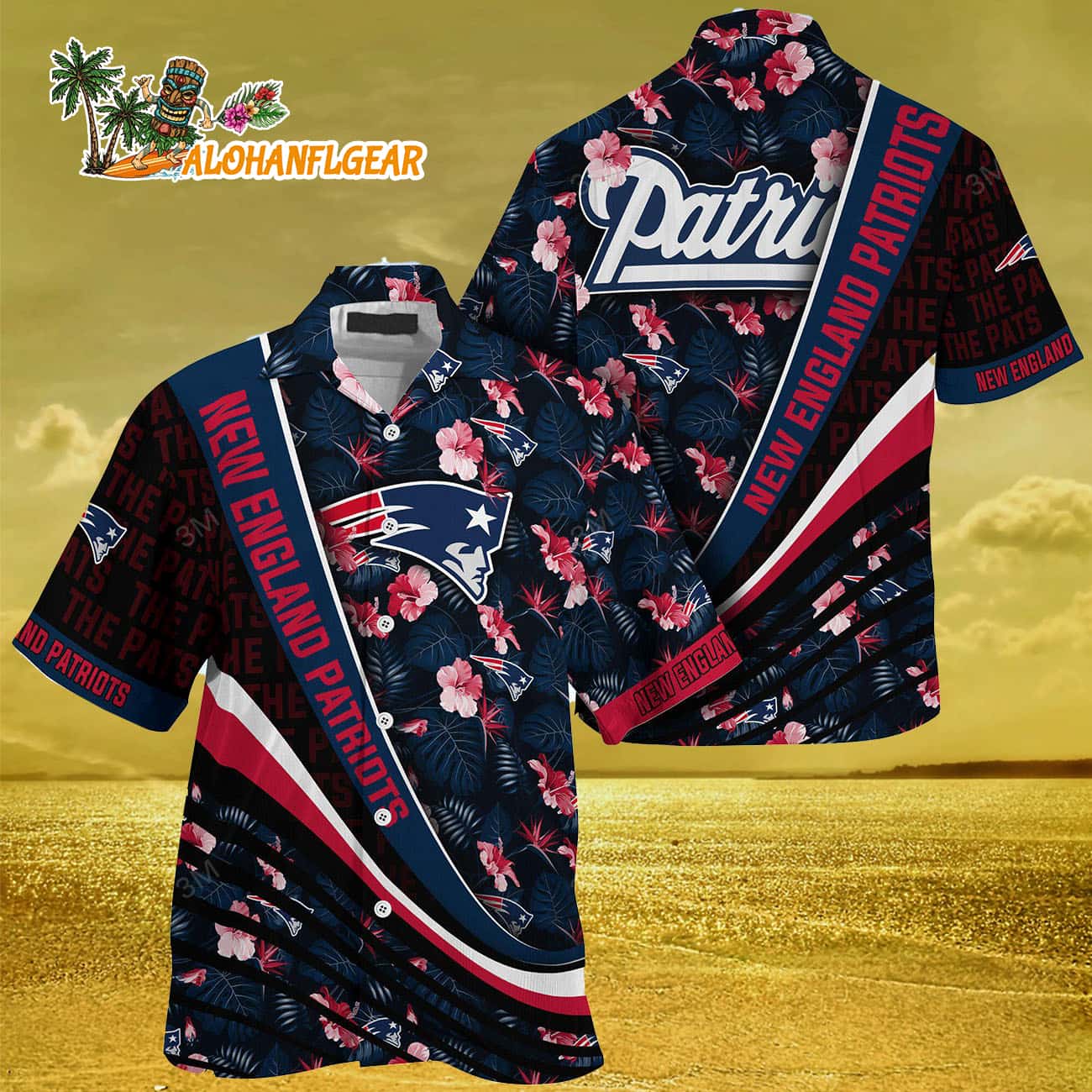 New England Patriots Summer Hawaii Shirt With Tropical Flower Pattern New England Patriots Summer Hawaii Shirt With Tropical Flower Pattern