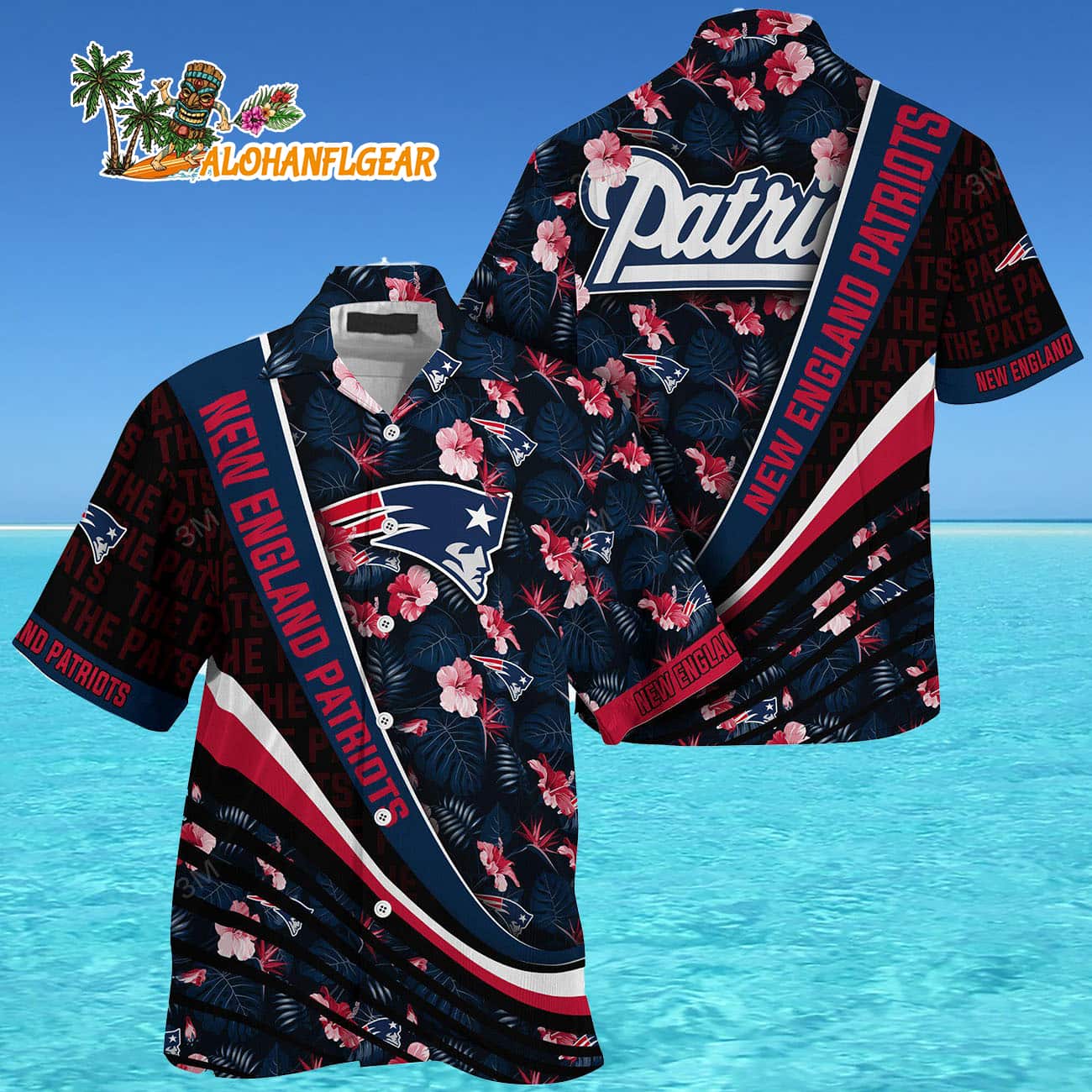 New England Patriots Summer Hawaii Shirt With Tropical Flower Pattern New England Patriots Summer Hawaii Shirt With Tropical Flower Pattern