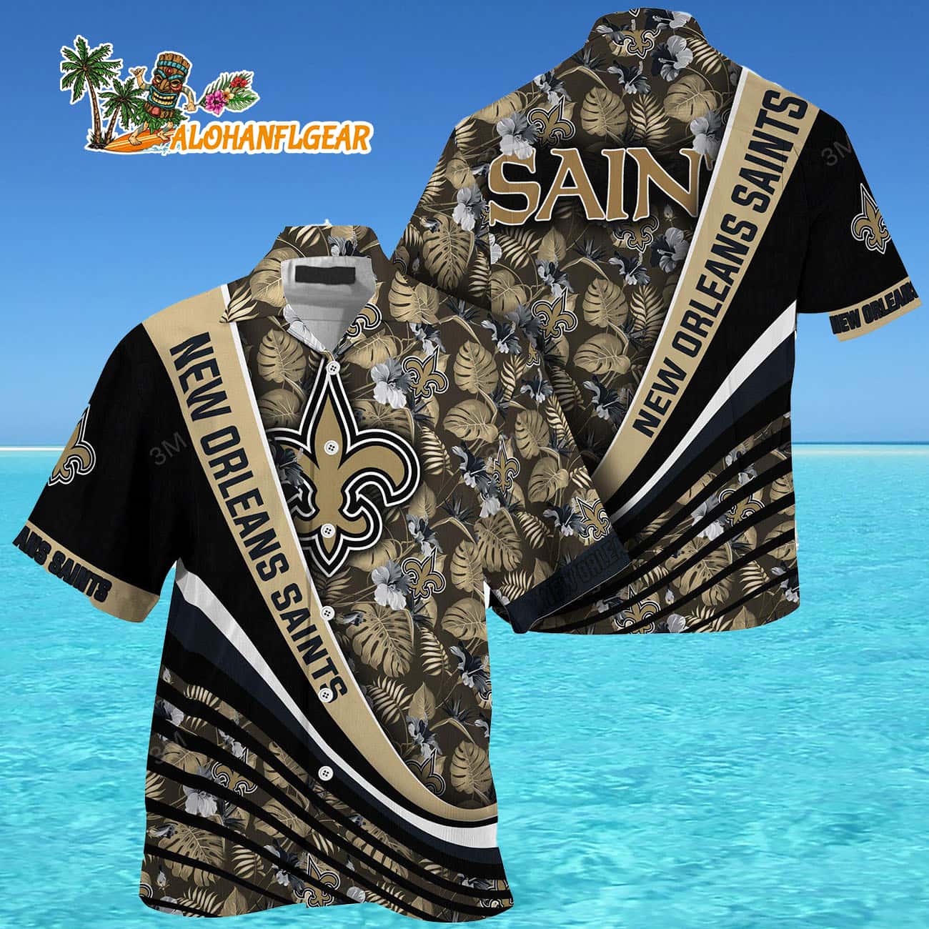 New Orleans Saints Summer Hawaii Shirt With Tropical Flower Pattern New Orleans Saints Summer Hawaii Shirt With Tropical Flower Pattern