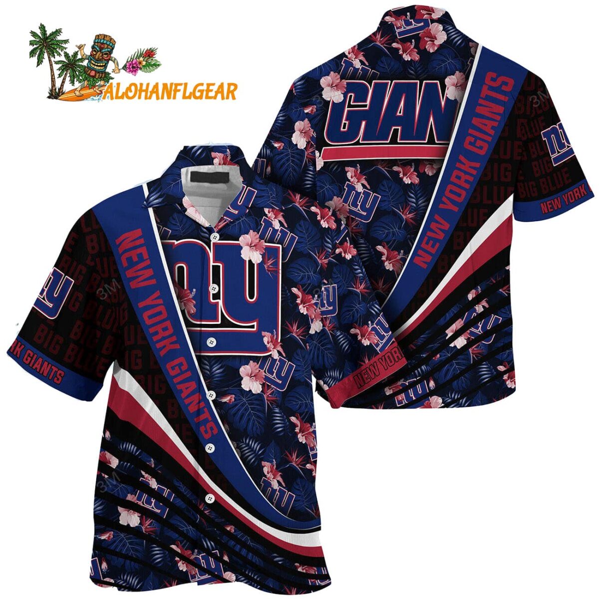 New York Giants Summer Hawaii Shirt With Tropical Flower Pattern 1