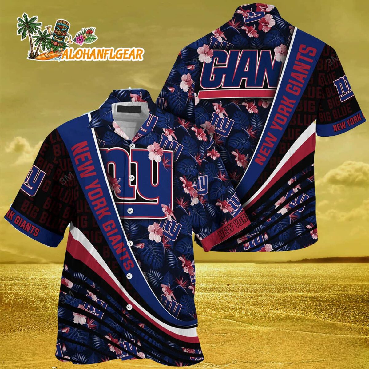 New York Giants Summer Hawaii Shirt With Tropical Flower Pattern 3