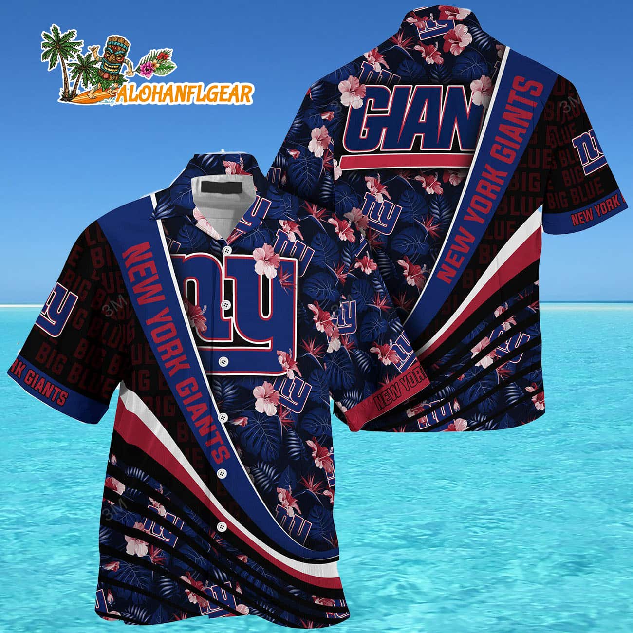 New York Giants Summer Hawaii Shirt With Tropical Flower Pattern New York Giants Summer Hawaii Shirt With Tropical Flower Pattern