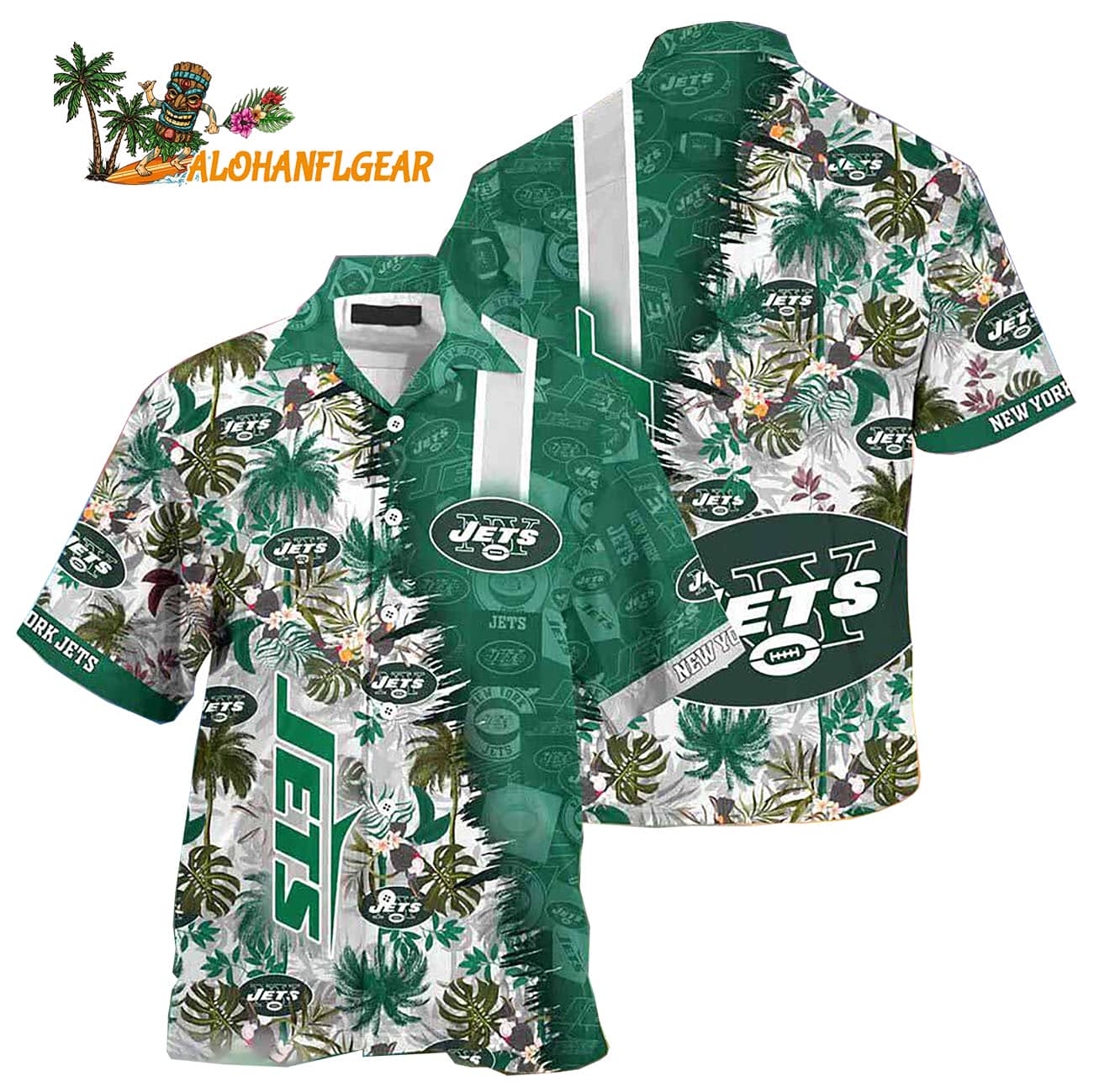 New York Jets Summer Beach Hawaiian Button Up Shirt New York Jets Summer Beach Hawaiian Button Up Shirt