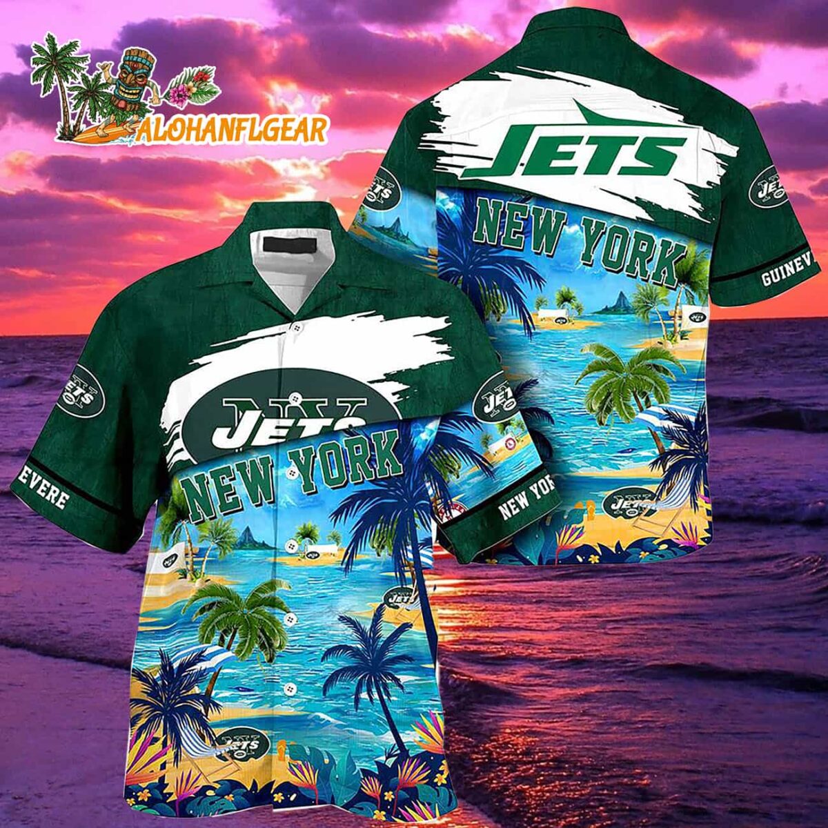 New York Jets Summer Button Up Hawaii Shirt 1 New York Jets Summer Button Up Hawaii Shirt 2