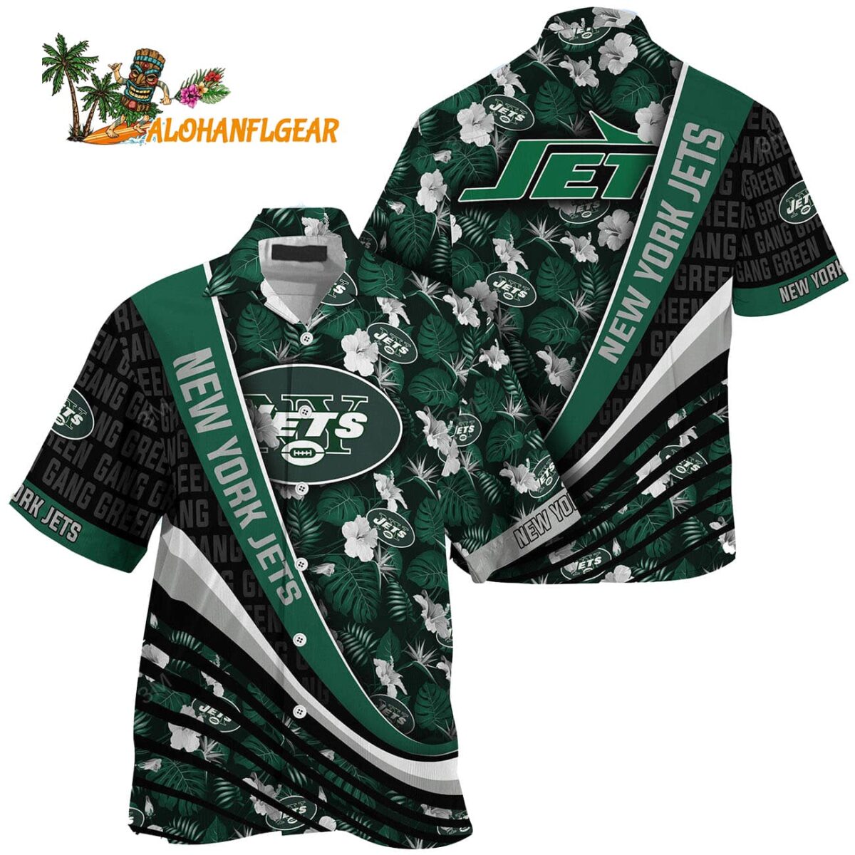 New York Jets Summer Hawaii Shirt With Tropical Flower Pattern 1