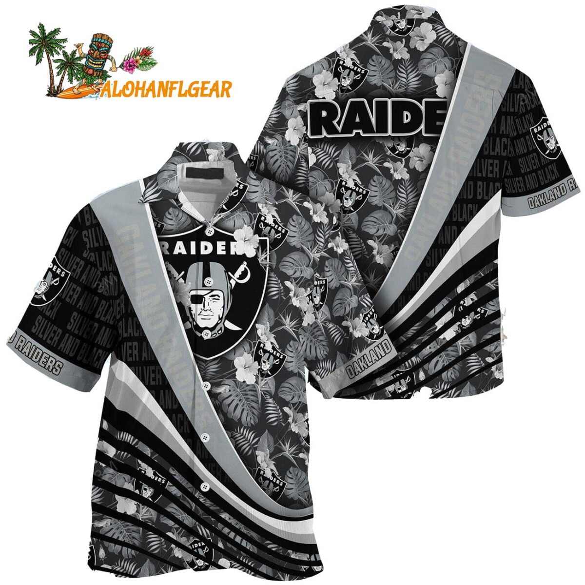 Oakland Raiders Summer Hawaii Shirt With Tropical Flower Pattern 1