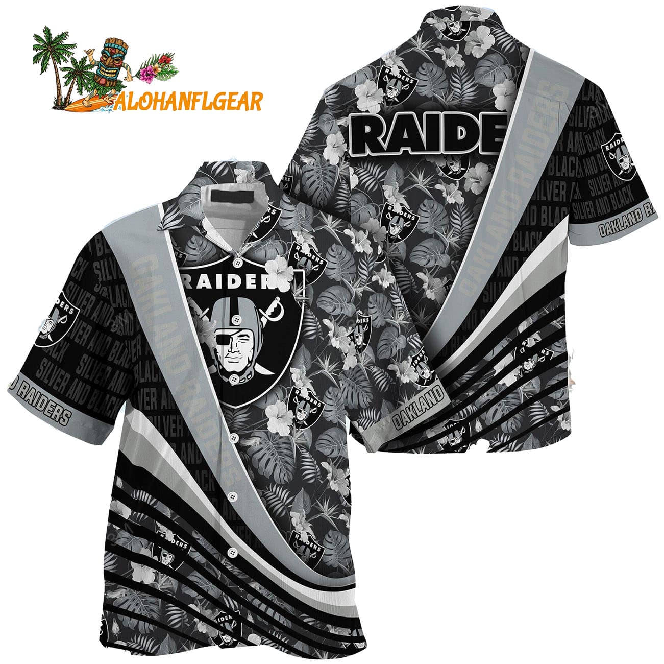 Oakland Raiders Summer Hawaii Shirt With Tropical Flower Pattern Oakland Raiders Summer Hawaii Shirt With Tropical Flower Pattern
