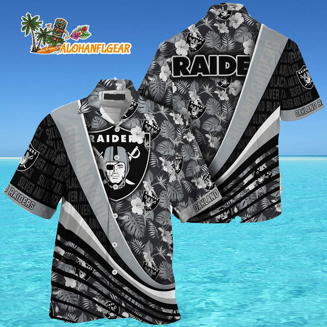 Oakland Raiders Summer Hawaii Shirt With Tropical Flower Pattern Oakland Raiders Summer Hawaii Shirt With Tropical Flower Pattern
