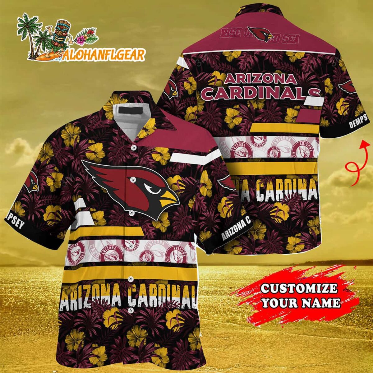 Personalized Arizona Cardinals Flower Summer Limited Hawaiian Shirt 3