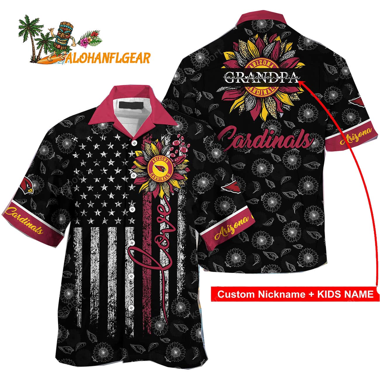 Personalized Arizona Cardinals Sunflower For Mother Day Father Day Hawaiian Shirt Personalized Arizona Cardinals Sunflower For Mother Day Father Day Hawaiian Shirt