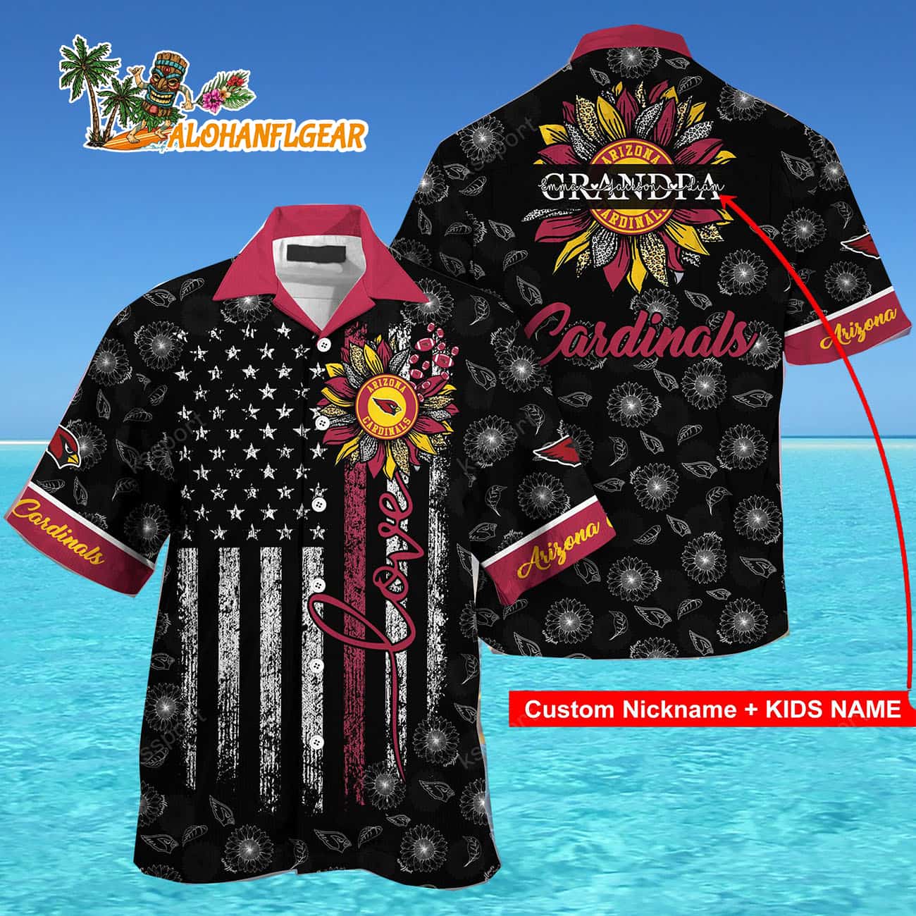 Personalized Arizona Cardinals Sunflower For Mother Day Father Day Hawaiian Shirt Personalized Arizona Cardinals Sunflower For Mother Day Father Day Hawaiian Shirt
