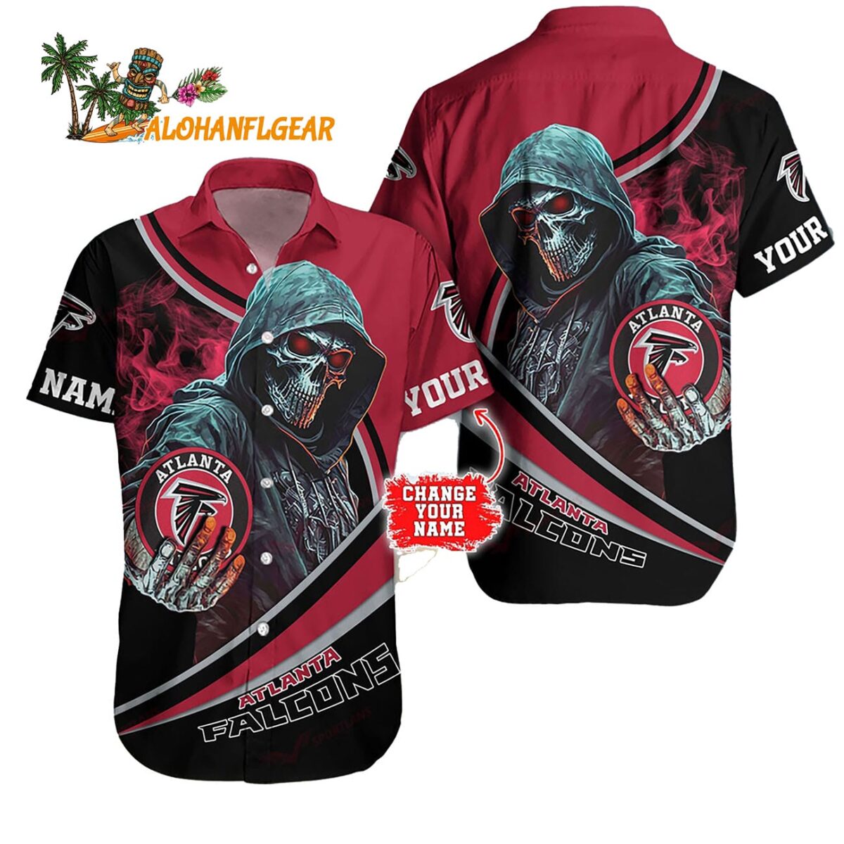 Personalized Atlanta Falcons Special Halloween Skull Hawaiian Shirt 1