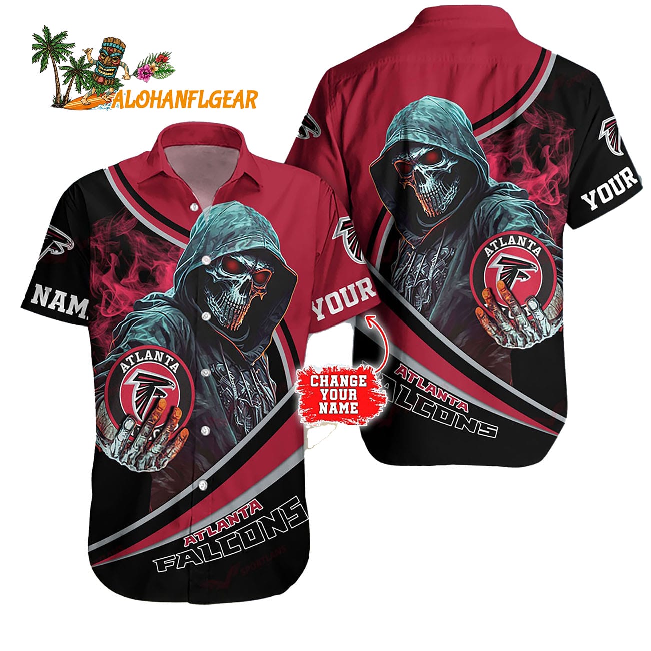 Personalized Atlanta Falcons Special Halloween Skull Hawaiian Shirt Personalized Atlanta Falcons Special Halloween Skull Hawaiian Shirt