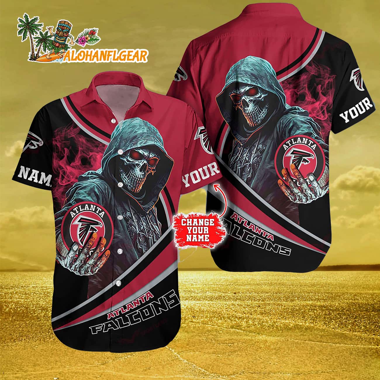 Personalized Atlanta Falcons Special Halloween Skull Hawaiian Shirt Personalized Atlanta Falcons Special Halloween Skull Hawaiian Shirt