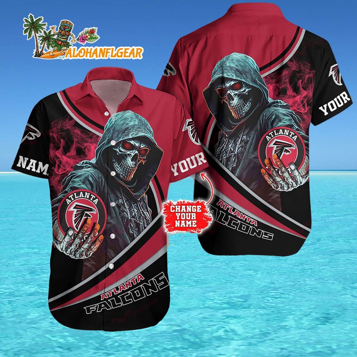 Personalized Atlanta Falcons Special Halloween Skull Hawaiian Shirt 4