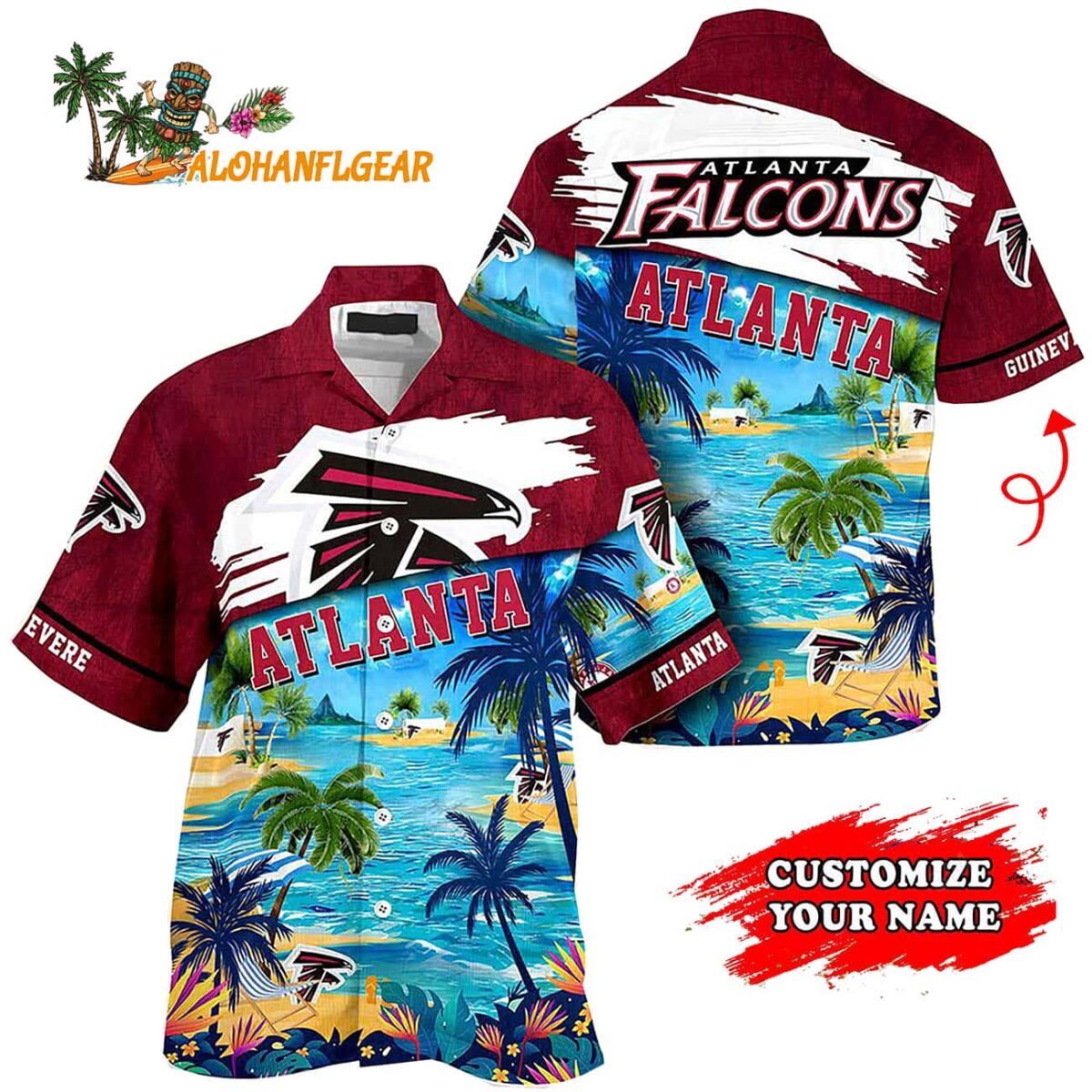 Personalized Atlanta Falcons Summer Button Up Hawaii Shirt 1