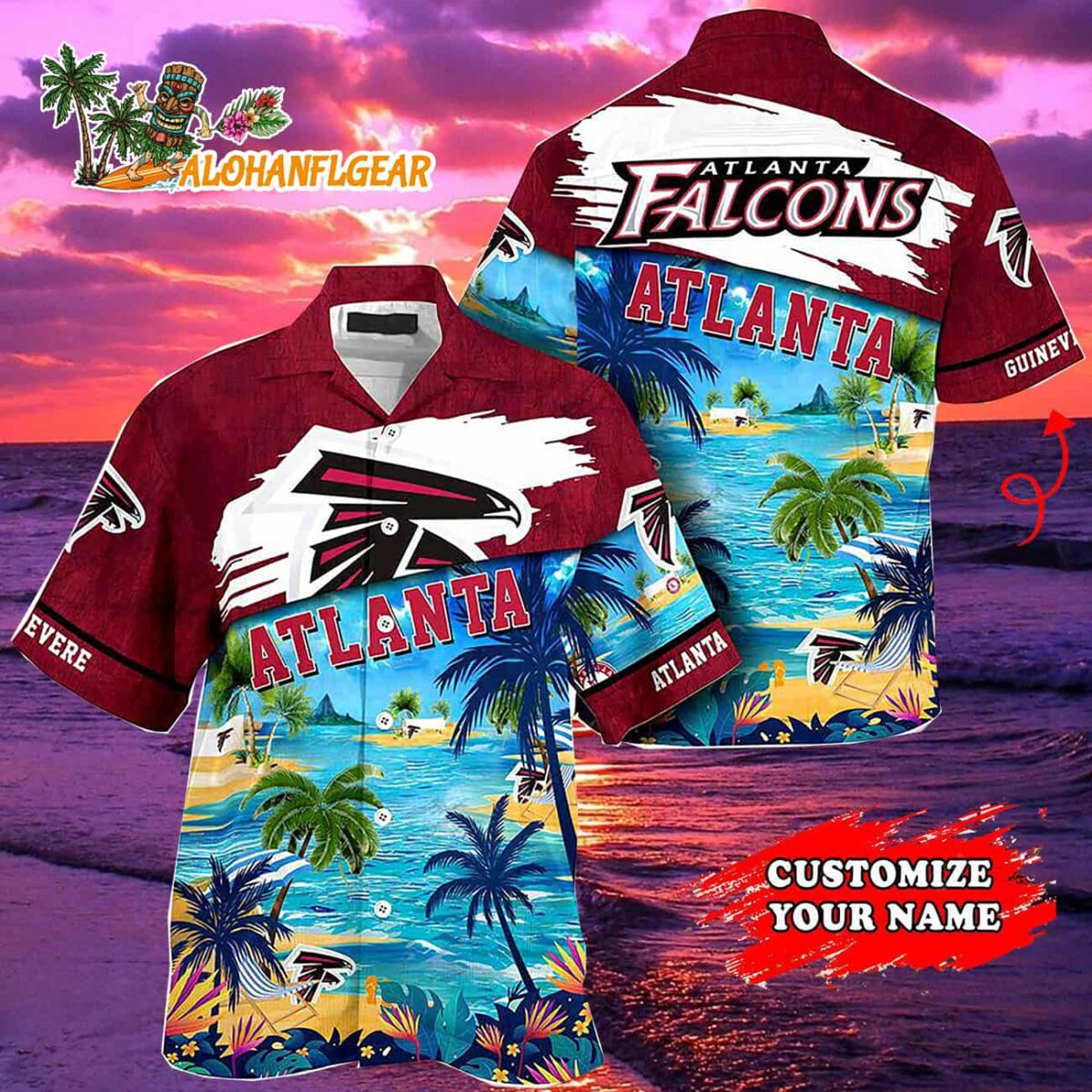 Personalized Atlanta Falcons Summer Button Up Hawaii Shirt 1 Personalized Atlanta Falcons Summer Button Up Hawaii Shirt 2