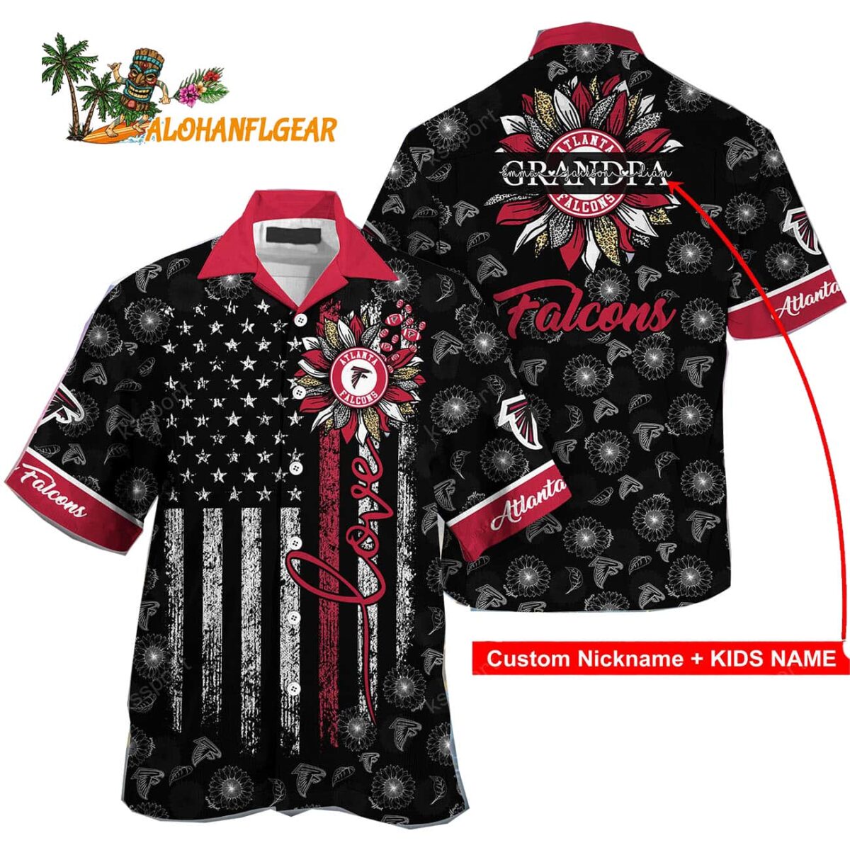 Personalized Atlanta Falcons Sunflower For Mother Day Father Day Hawaiian Shirt 1
