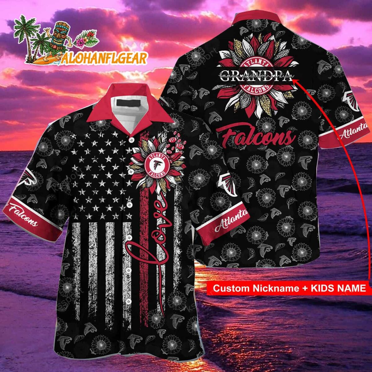 Personalized Atlanta Falcons Sunflower For Mother Day Father Day Hawaiian Shirt 2