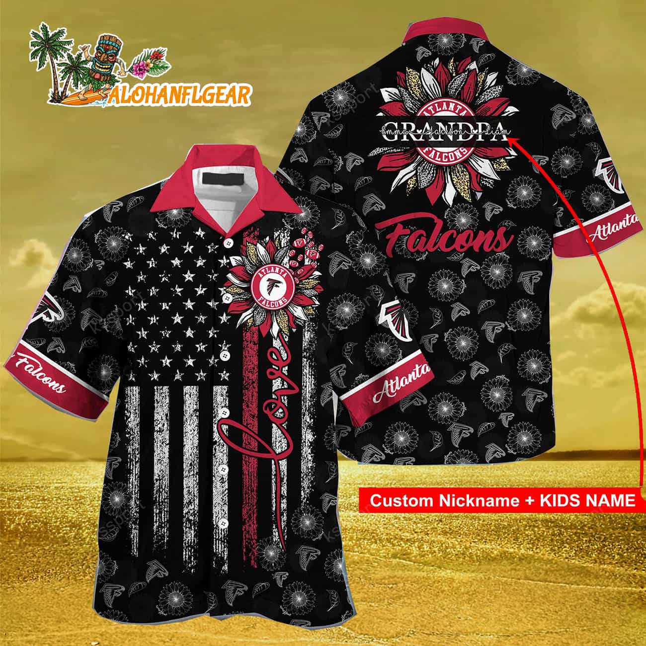 Personalized Atlanta Falcons Sunflower For Mother Day Father Day Hawaiian Shirt Personalized Atlanta Falcons Sunflower For Mother Day Father Day Hawaiian Shirt