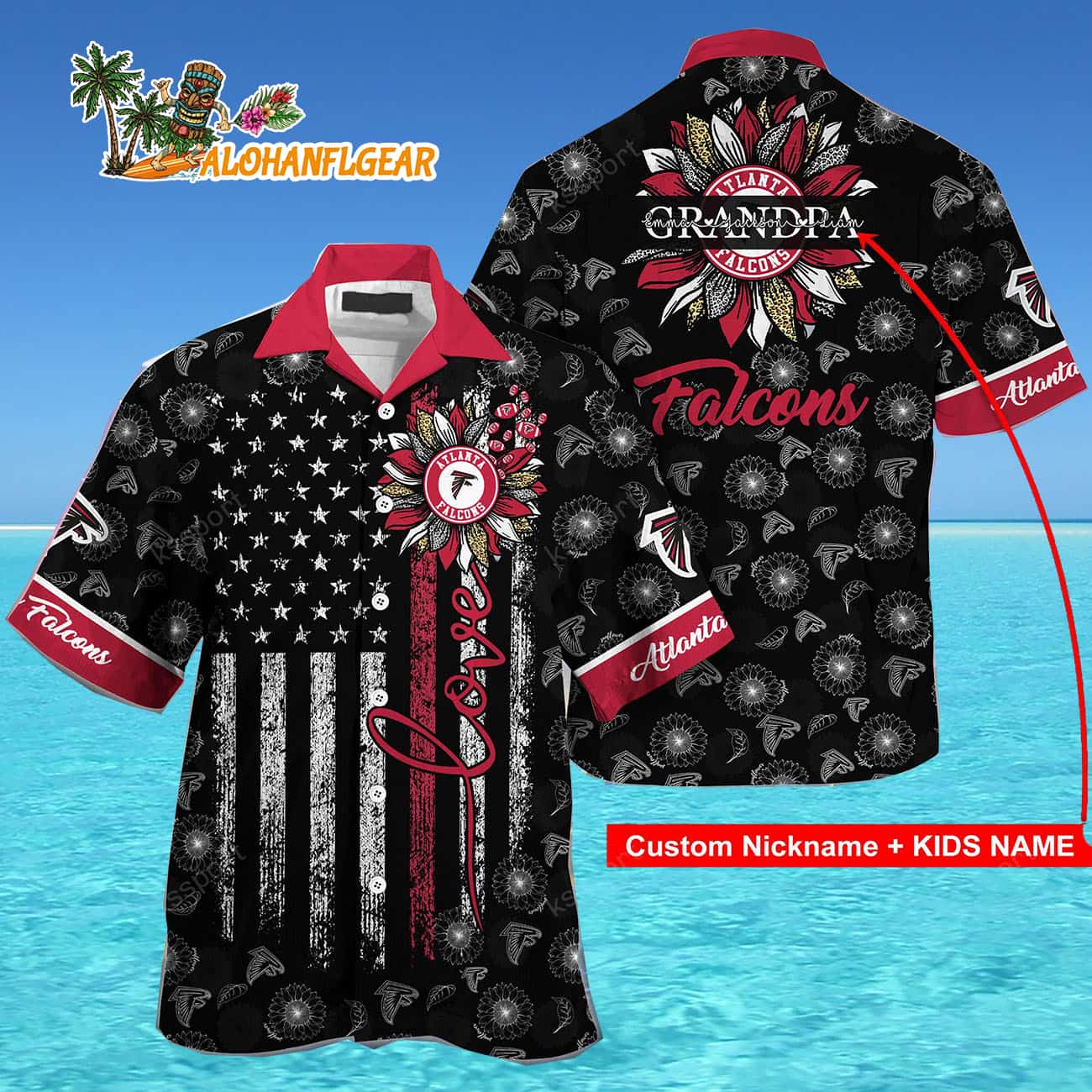 Personalized Atlanta Falcons Sunflower For Mother Day Father Day Hawaiian Shirt Personalized Atlanta Falcons Sunflower For Mother Day Father Day Hawaiian Shirt