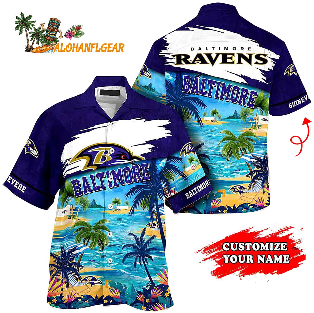 Personalized Baltimore Ravens Summer Button Up Hawaii Shirt Personalized Baltimore Ravens Summer Button Up Hawaii Shirt