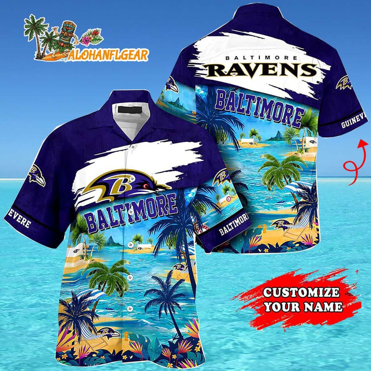 Personalized Baltimore Ravens Summer Button Up Hawaii Shirt 4