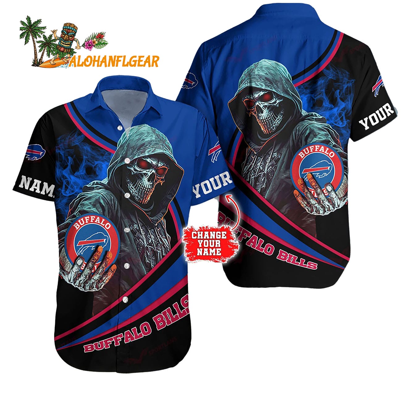 Personalized Buffalo Bills Special Halloween Skull Hawaiian Shirt Personalized Buffalo Bills Special Halloween Skull Hawaiian Shirt