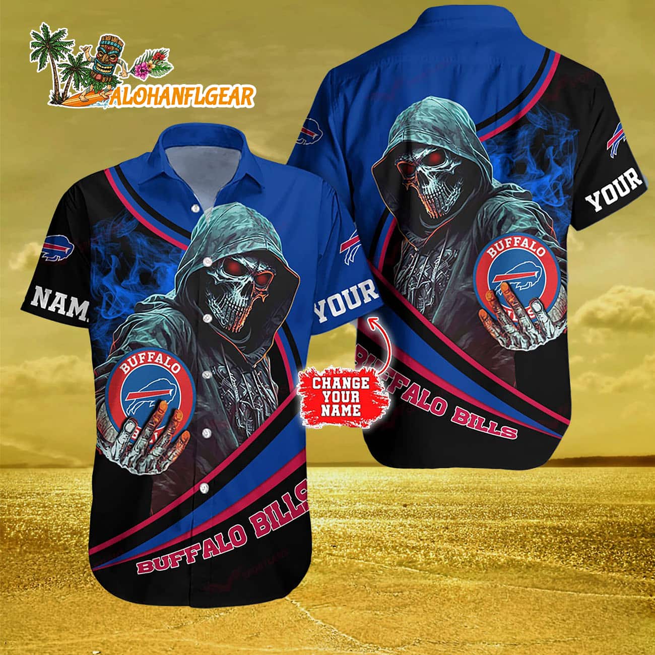 Personalized Buffalo Bills Special Halloween Skull Hawaiian Shirt Personalized Buffalo Bills Special Halloween Skull Hawaiian Shirt