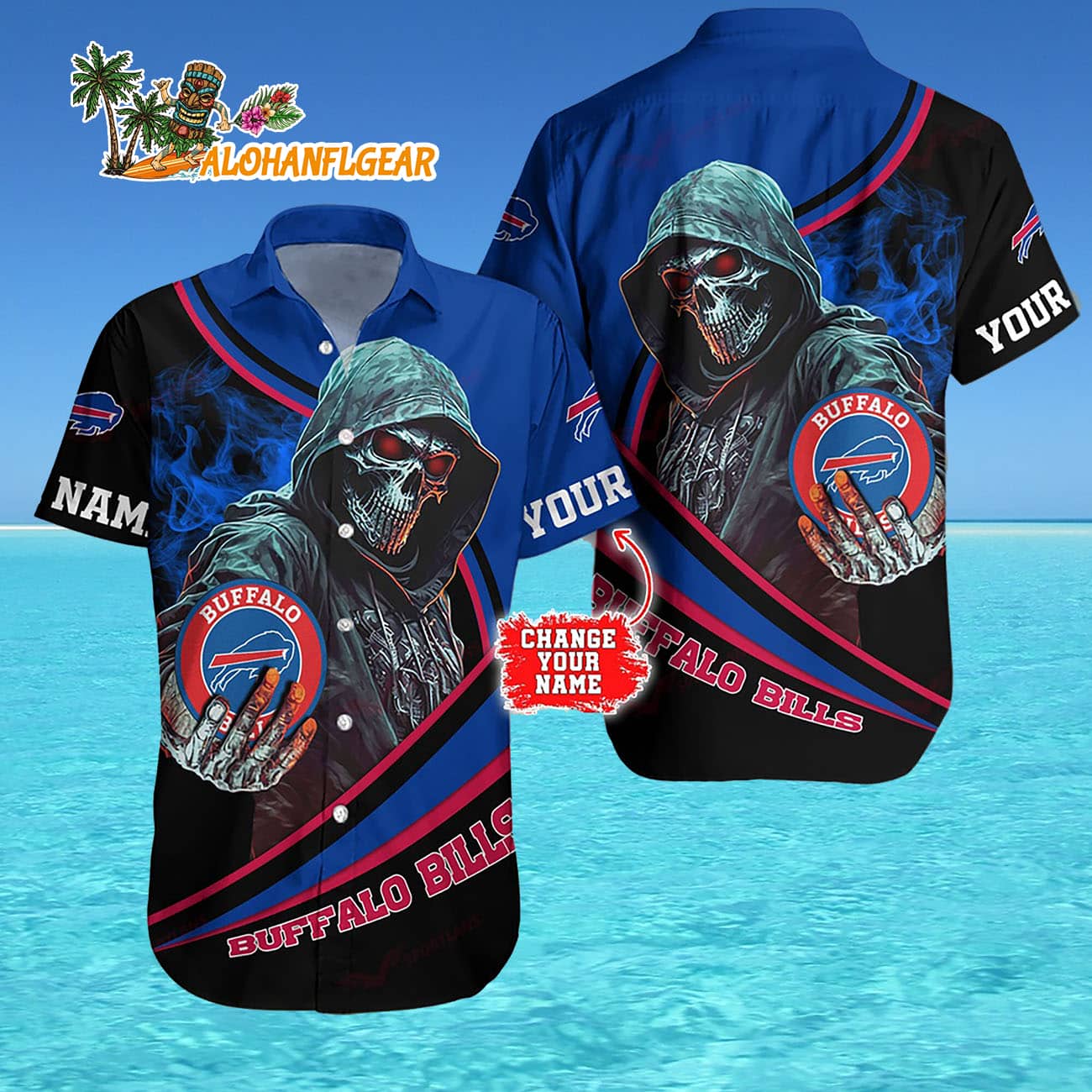 Personalized Buffalo Bills Special Halloween Skull Hawaiian Shirt Personalized Buffalo Bills Special Halloween Skull Hawaiian Shirt