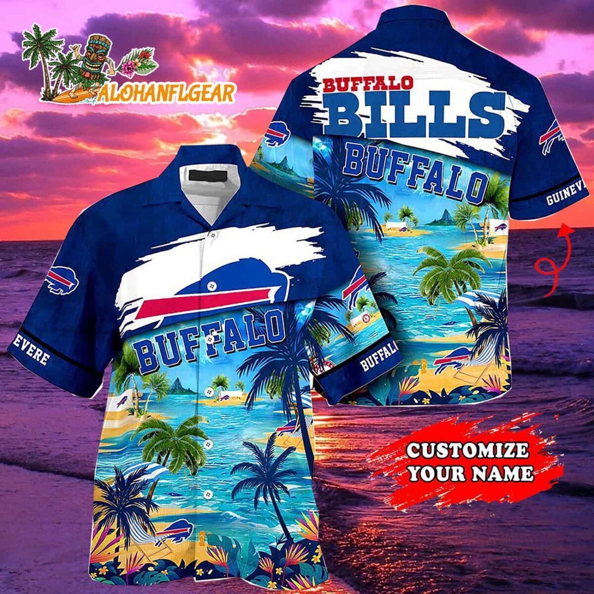 Personalized Buffalo Bills Summer Button Up Hawaii Shirt 1 Personalized Buffalo Bills Summer Button Up Hawaii Shirt 2