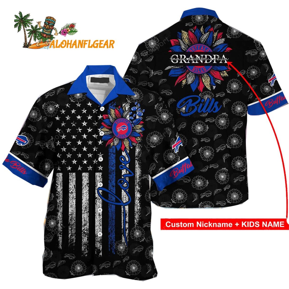 Personalized Buffalo Bills Sunflower For Mother Day Father Day Hawaiian Shirt 1