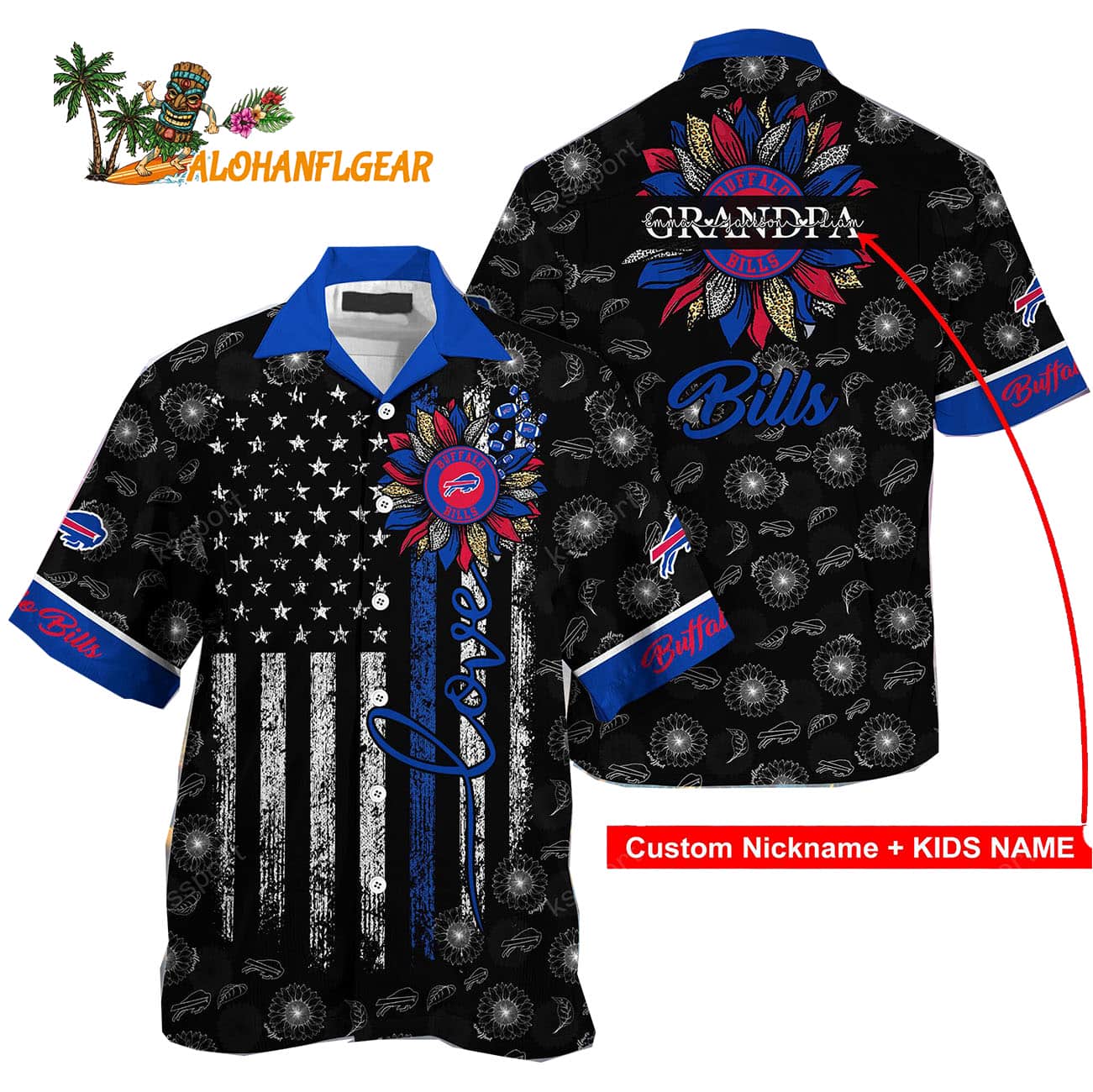 Personalized Buffalo Bills Sunflower For Mother Day Father Day Hawaiian Shirt Personalized Buffalo Bills Sunflower For Mother Day Father Day Hawaiian Shirt