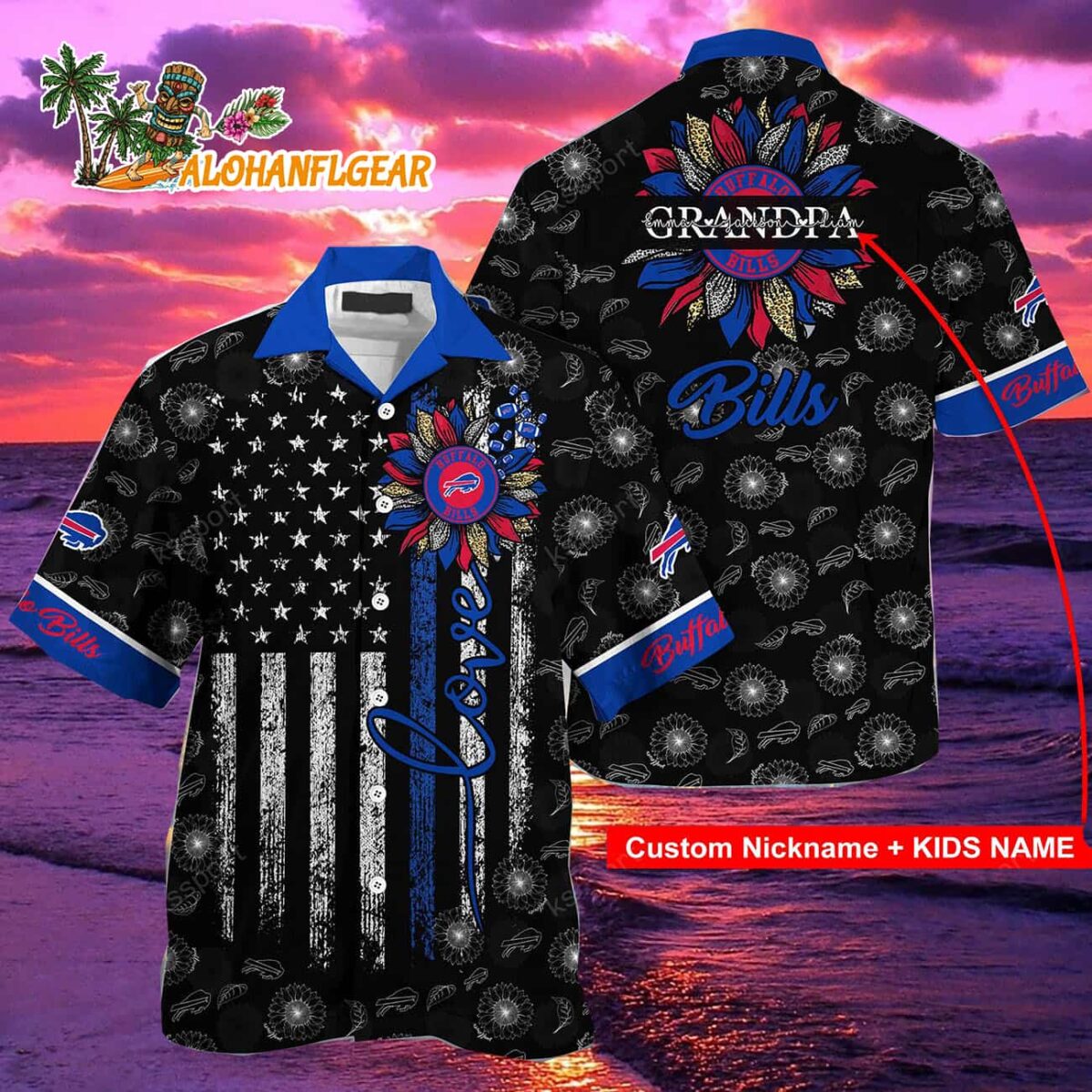Personalized Buffalo Bills Sunflower For Mother Day Father Day Hawaiian Shirt 2