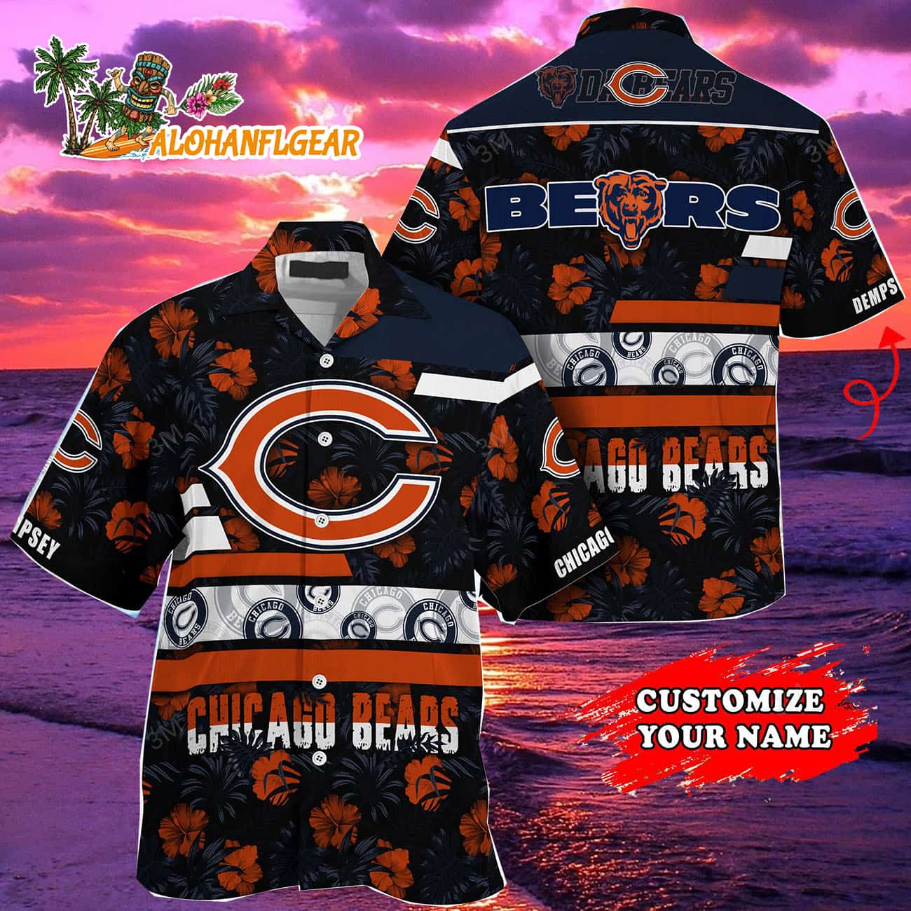 Personalized Chicago Bears Flower Summer Limited Hawaiian Shirt Personalized Chicago Bears Flower Summer Limited Hawaiian Shirt