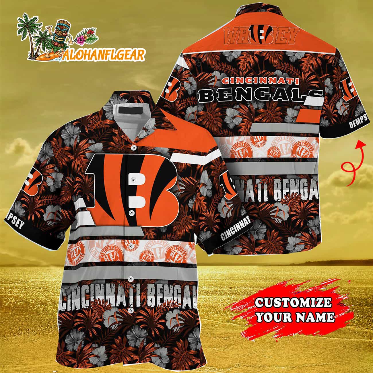 Personalized Cincinnati Bengals Flower Summer Limited Hawaiian Shirt Personalized Cincinnati Bengals Flower Summer Limited Hawaiian Shirt