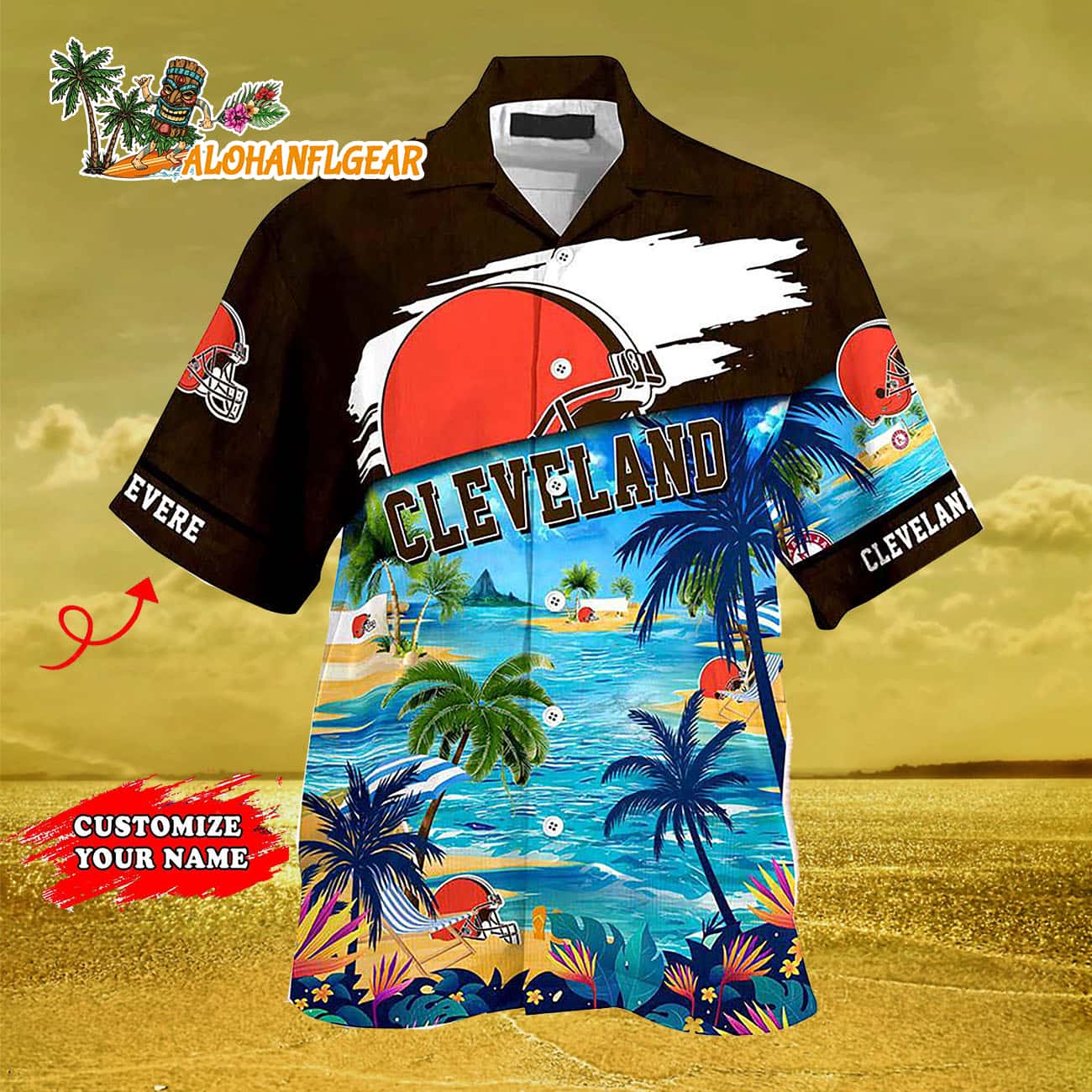 Personalized Cleveland Browns Summer Button Up Hawaii Shirt Personalized Cleveland Browns Summer Button Up Hawaii Shirt