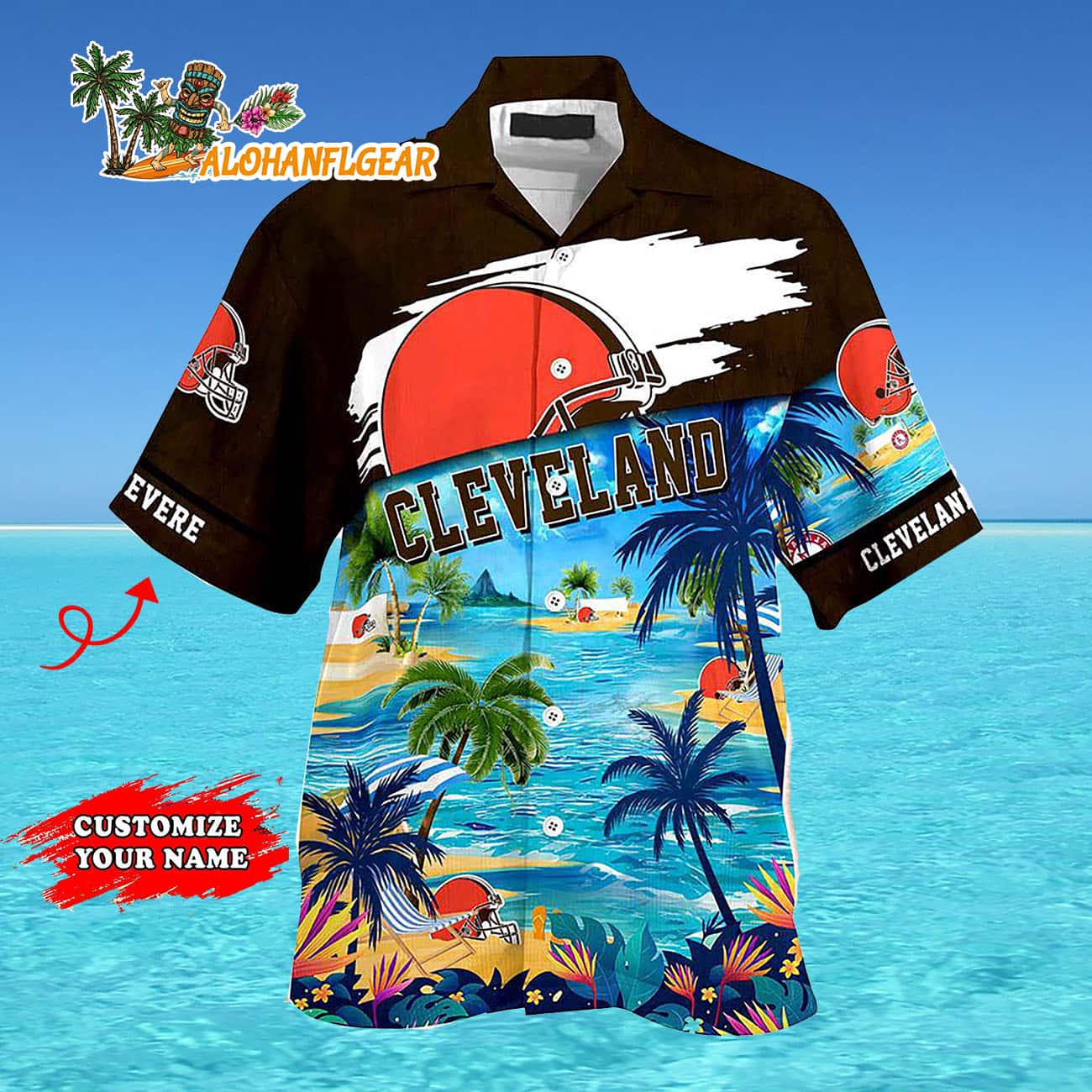 Personalized Cleveland Browns Summer Button Up Hawaii Shirt Personalized Cleveland Browns Summer Button Up Hawaii Shirt