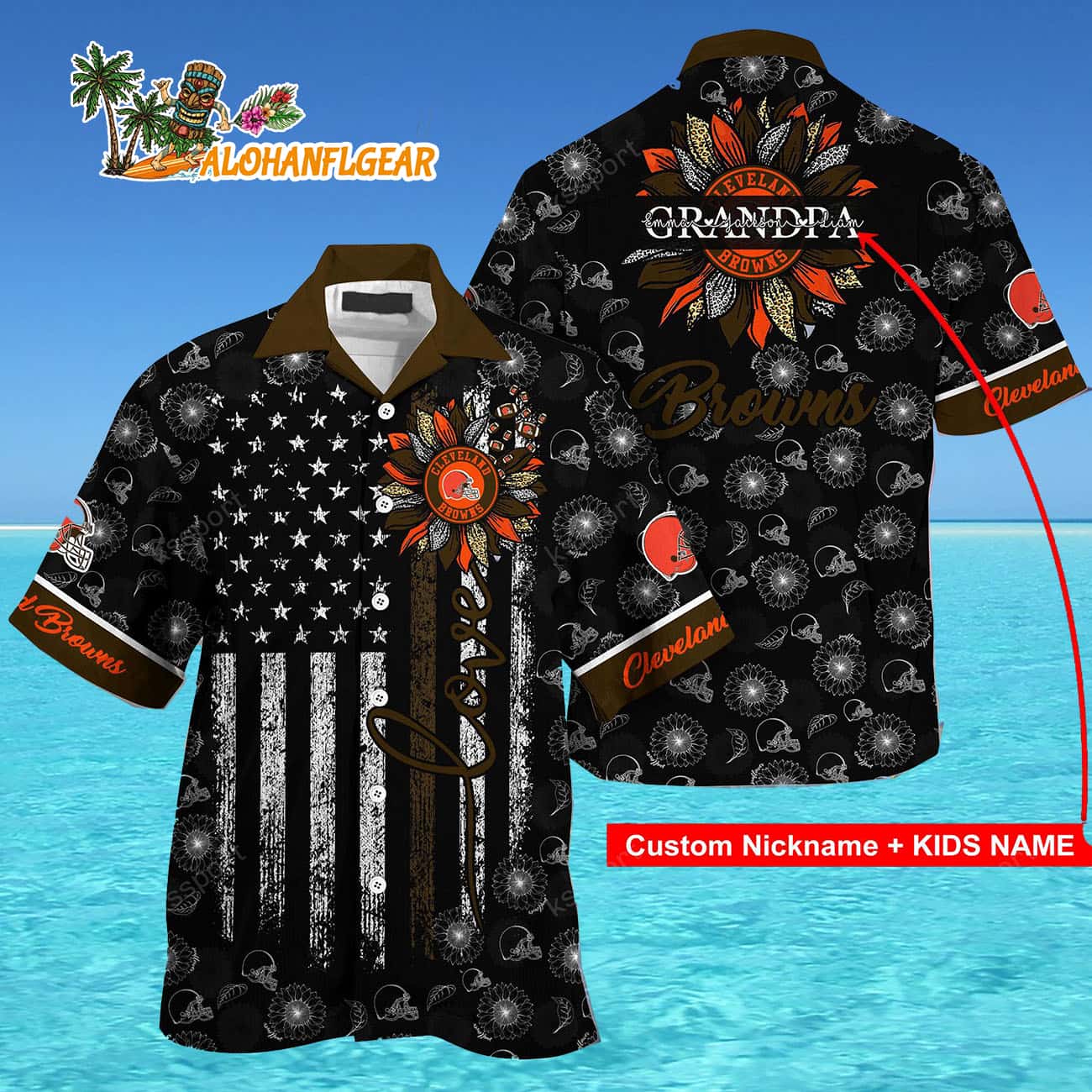 Personalized Cleveland Browns Sunflower For Mother Day Father Day Hawaiian Shirt Personalized Cleveland Browns Sunflower For Mother Day Father Day Hawaiian Shirt
