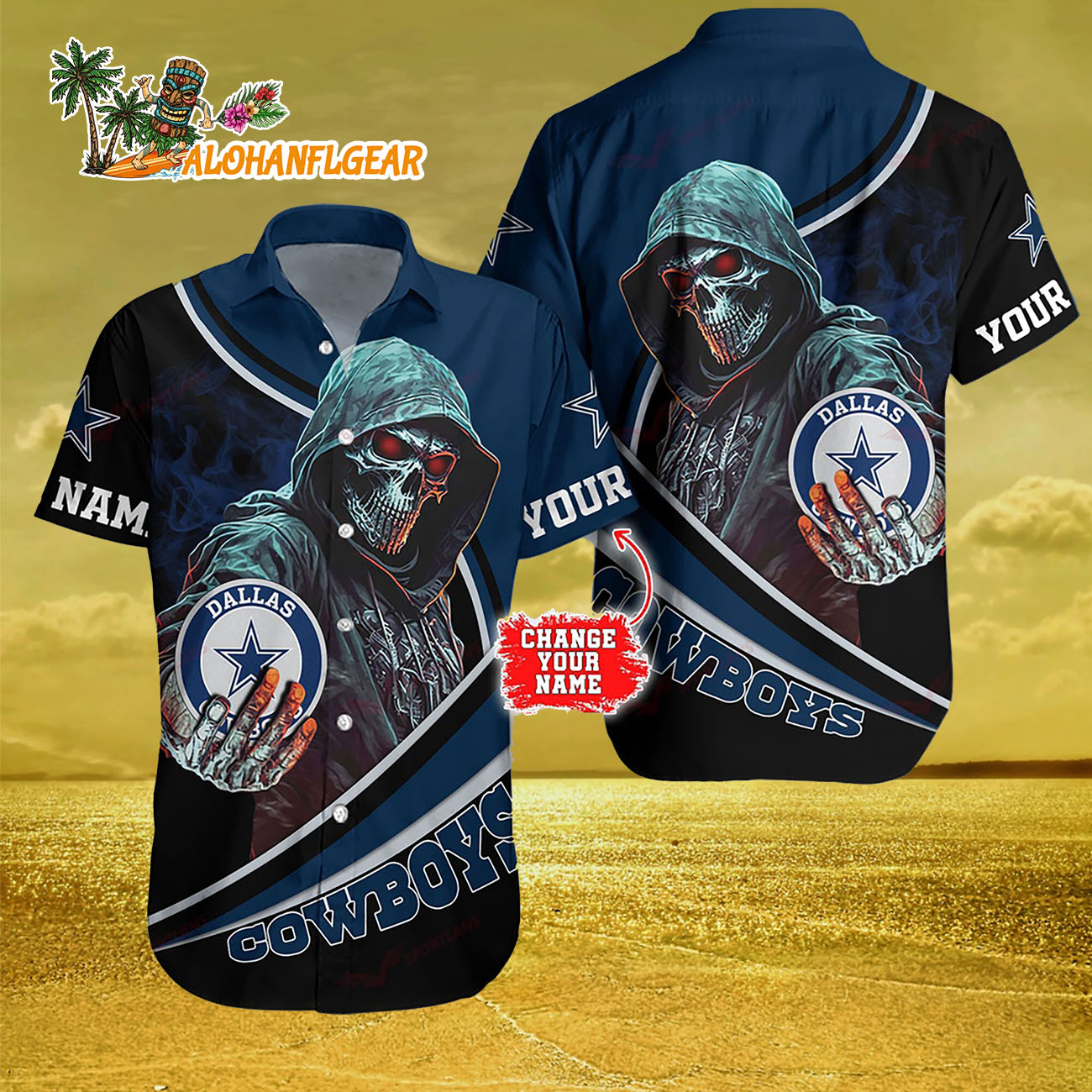 Personalized Dallas Cowboys Special Halloween Skull Hawaiian Shirt Personalized Dallas Cowboys Special Halloween Skull Hawaiian Shirt