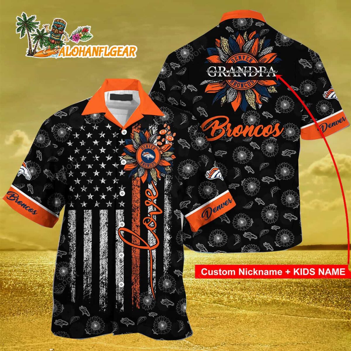 Personalized Denver Broncos Sunflower For Mother Day Father Day Hawaiian Shirt 3