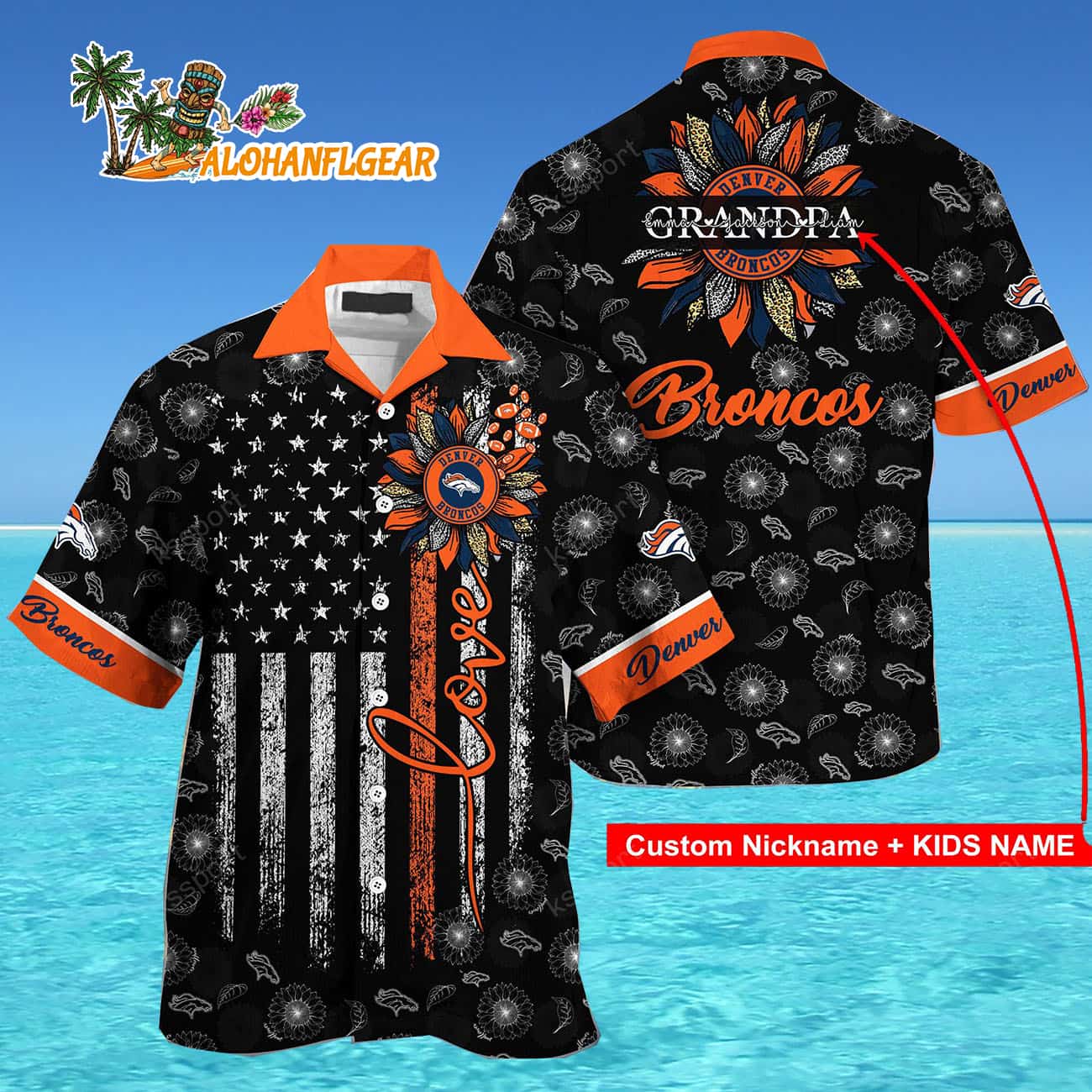 Personalized Denver Broncos Sunflower For Mother Day Father Day Hawaiian Shirt Personalized Denver Broncos Sunflower For Mother Day Father Day Hawaiian Shirt